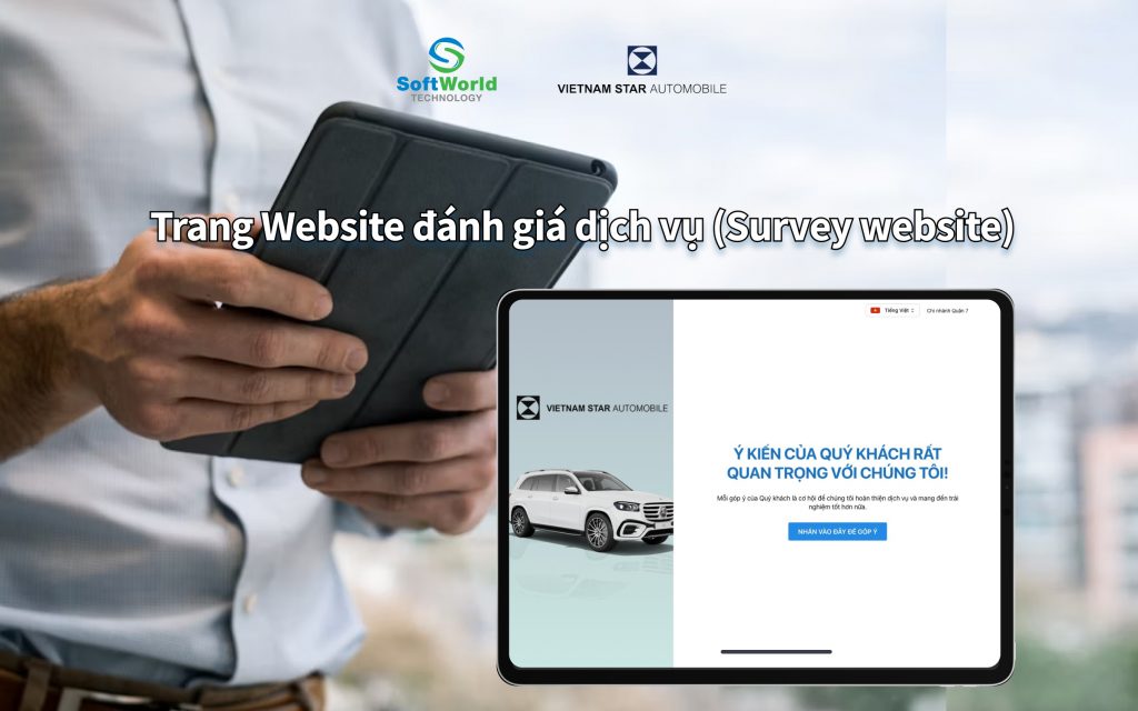 Khách hàng đánh giá dịch vụ trên trang Survey Website tại showroom Mercedes-Benz