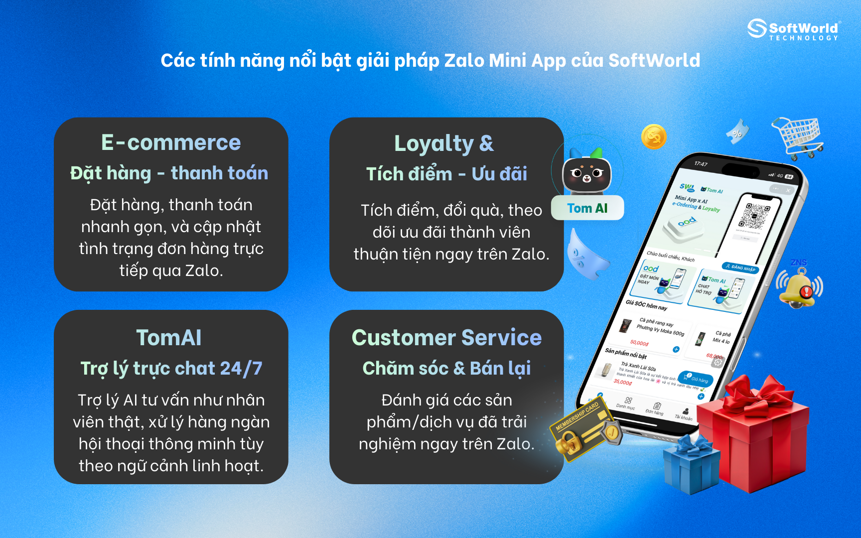 Tính năng của Zalo Mini App từ SoftWorld không chỉ để tích điểm mà còn tối ưu 