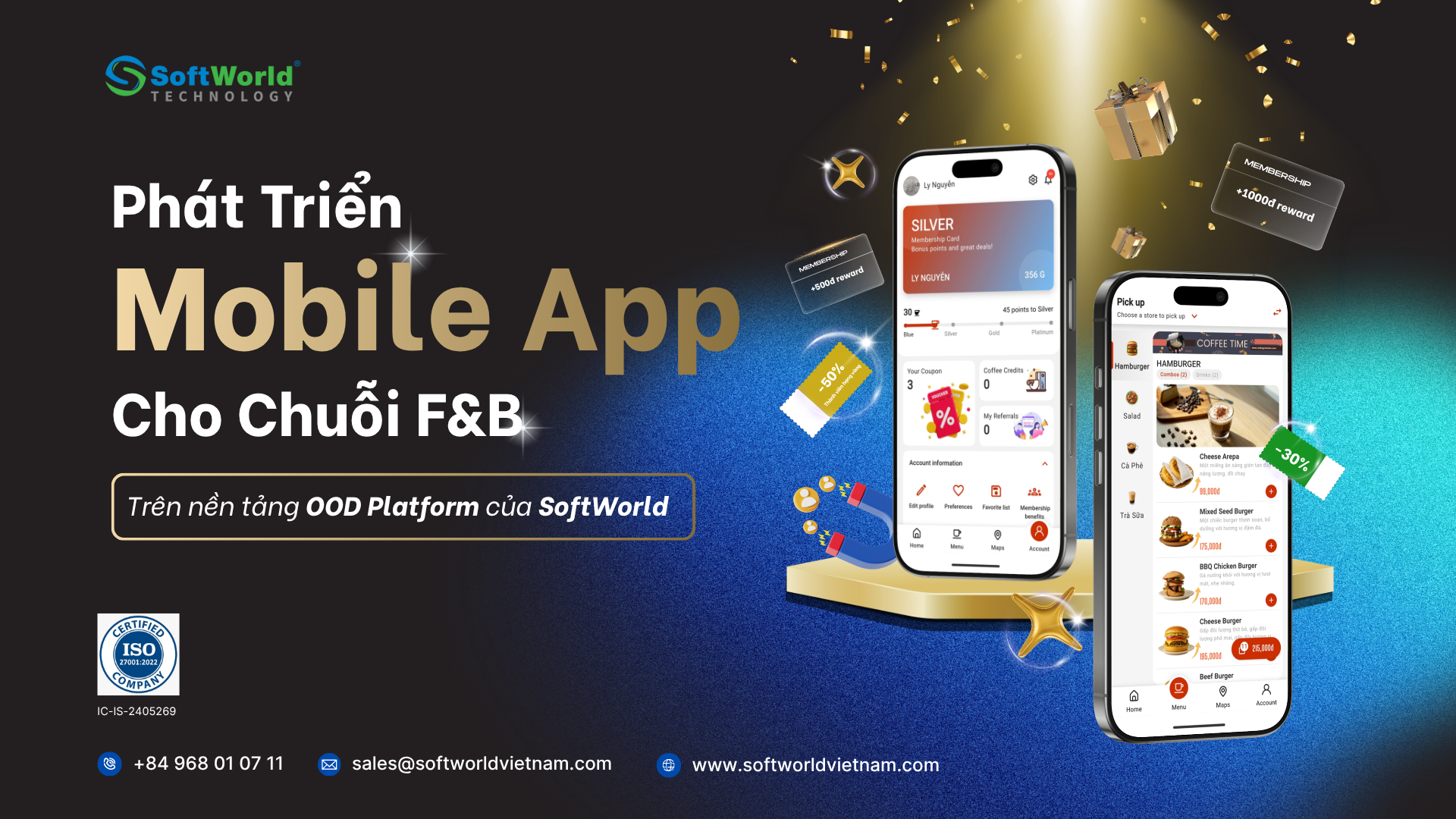 Giải pháp Phát triển Mobile App cho chuỗi F&B trên nền tảng OOD Platform của SoftWorld