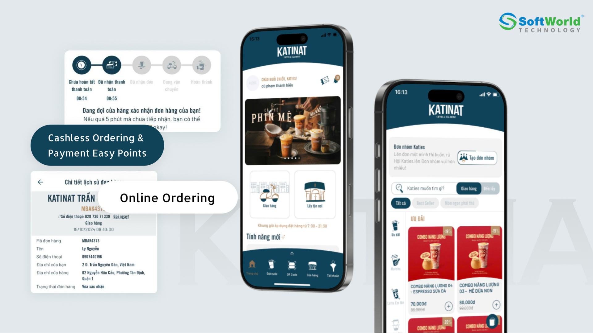 Mobile App Katinat tích hợp Loyalty và Order Online phát triển bởi SoftWorld