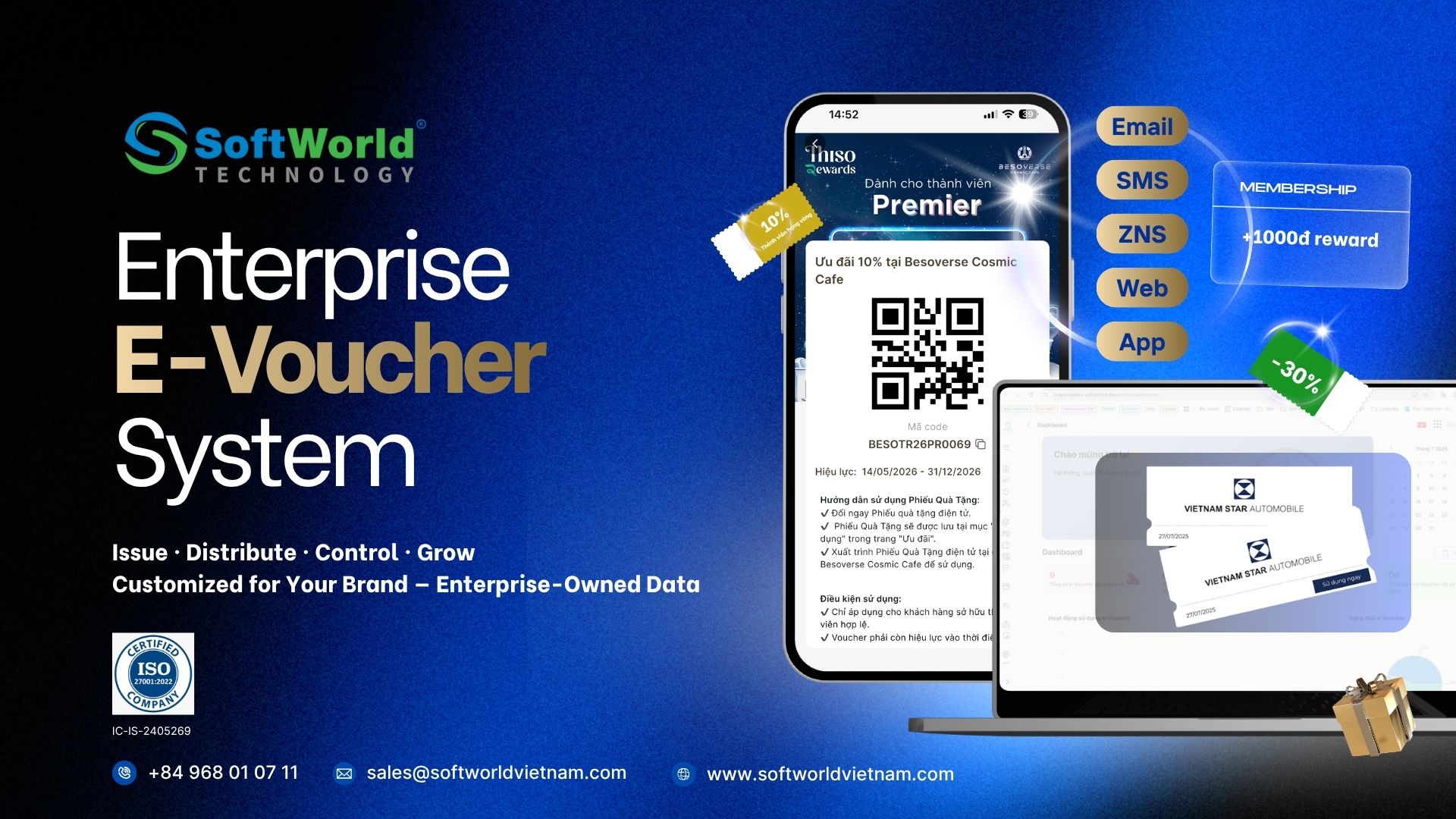SoftWorld E-Voucher System — a comprehensive digital voucher issuance and management solution for businesses