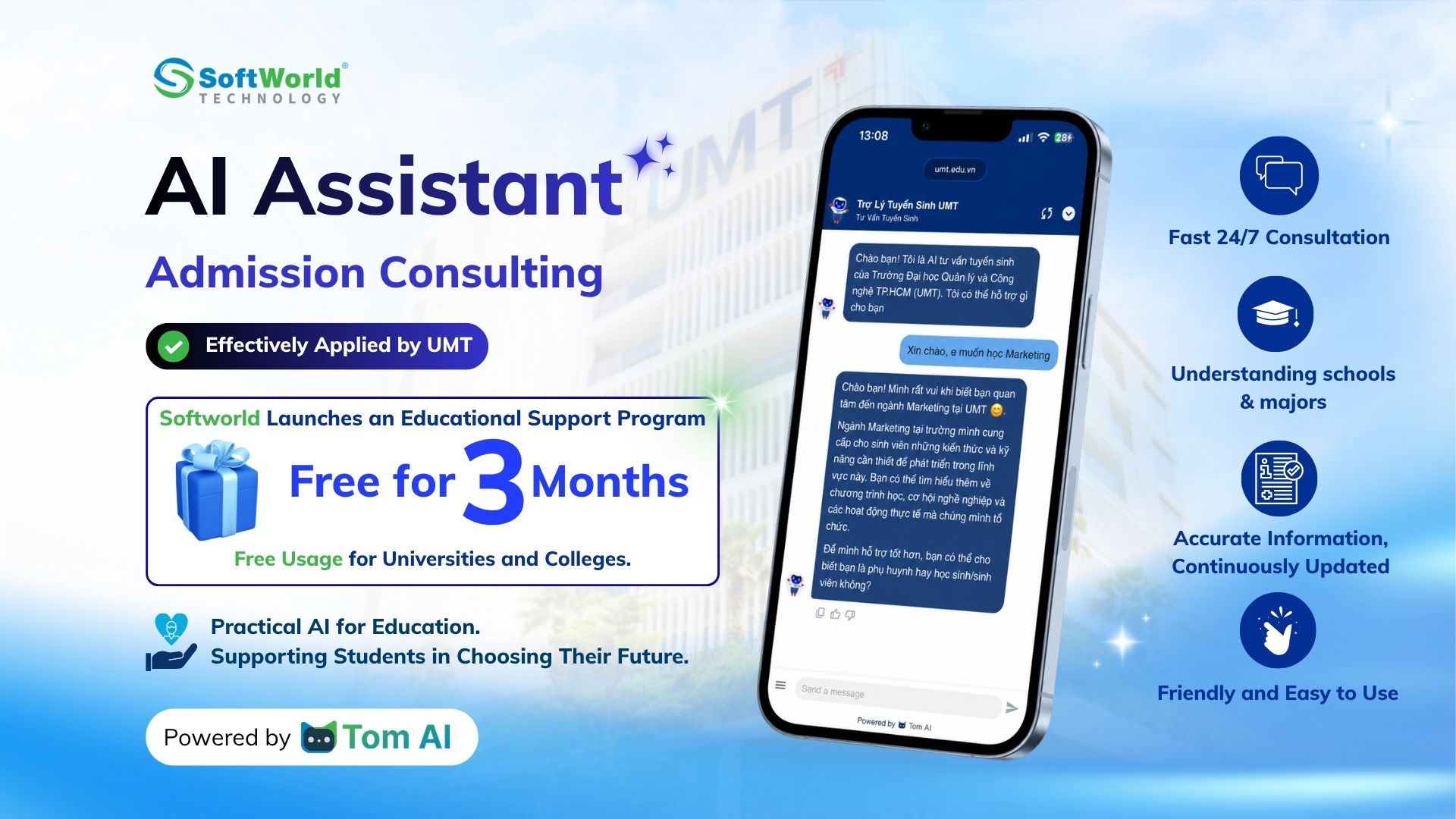 TomAI Admission Assistant - 24/7 AI Consulting Solution for Universities & Colleges