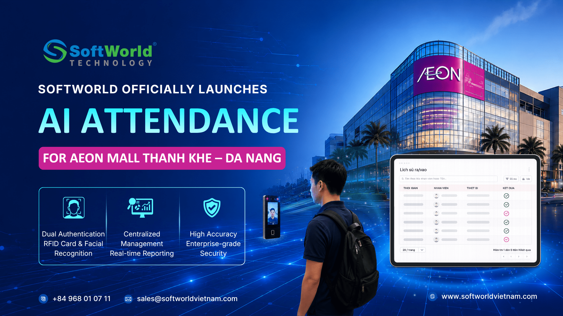 SoftWorld Officially Launches the AI Attendance System for AEON Mall Thanh Khe – Da Nang